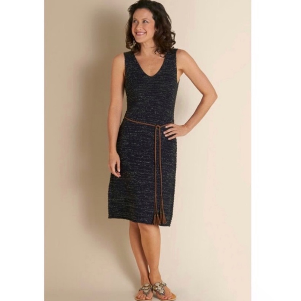 SOFT SURROUNDINGS Metallic Gold Sweater Dress M